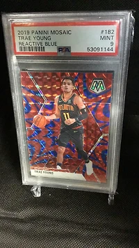 2019 Panini Mosaic 182 Trae Young Reactive Blue PSA 9