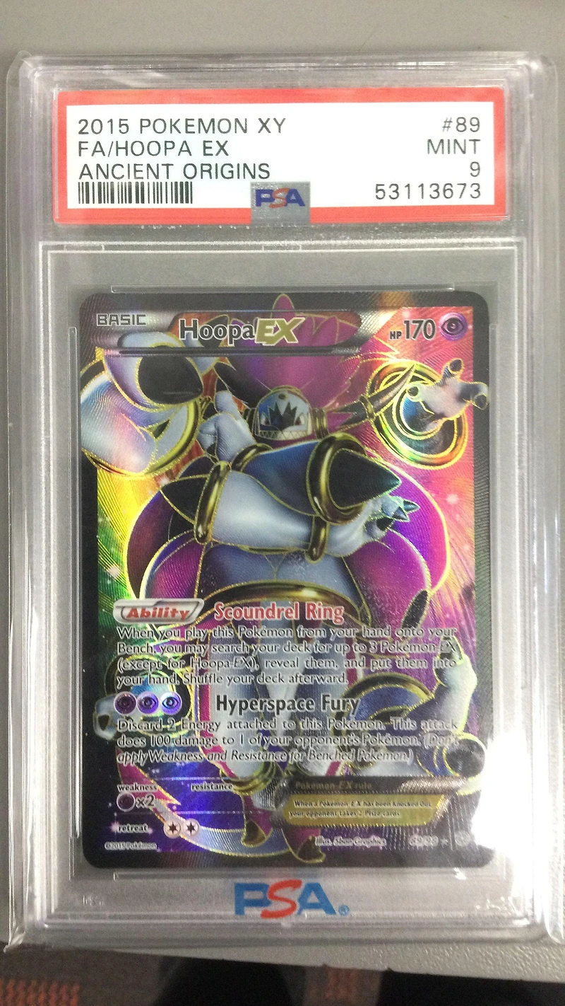 2015 Pokemon Xy Ancient Origins 89 Full Art/hoopa Ex PSA 9