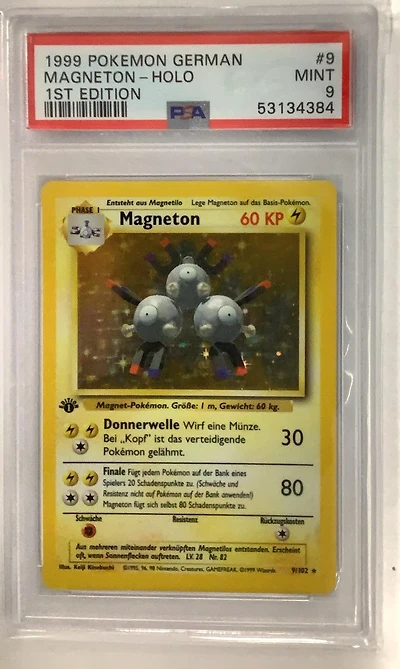 1999 Pokemon German 9 Magneton-holo 1st Edition PSA 9