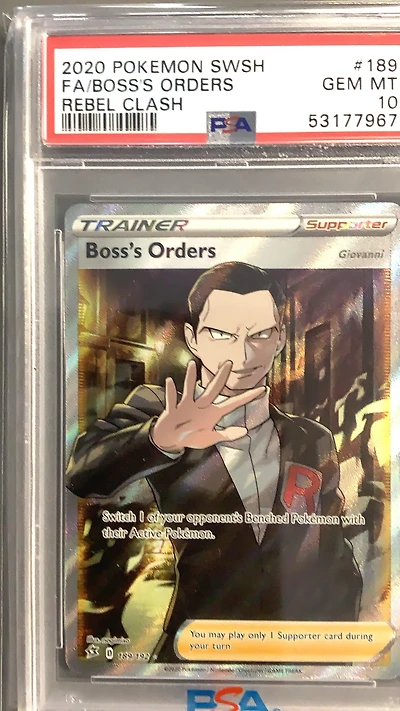 2020 Pokemon Sword & Shield Rebel Clash 189 Full Art/boss's Orders PSA