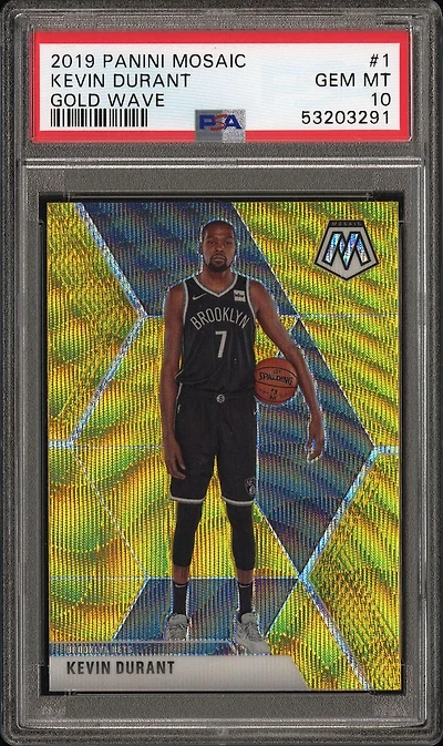 2019 Panini Mosaic 1 Kevin Durant Gold Wave PSA 10