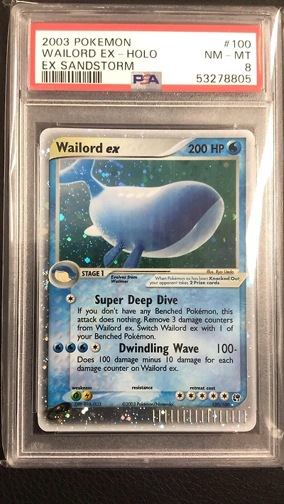 2003 Pokemon Ex Sandstorm 100 Wailord Ex-holo PSA 8