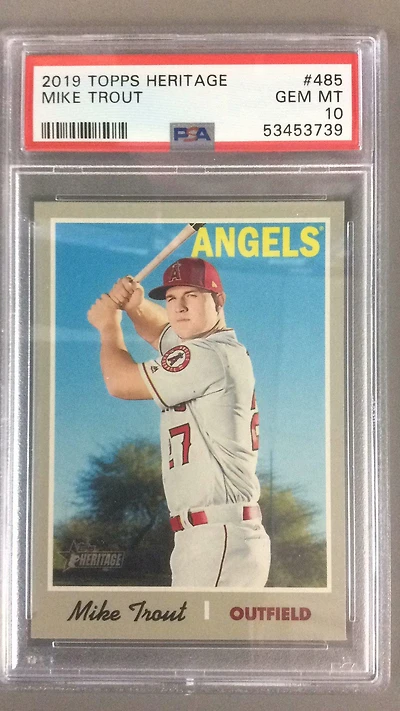2019 Topps Heritage 485 Mike Trout PSA 10