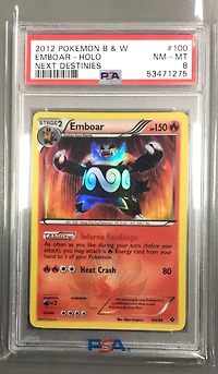 2012 Pokemon Black & White Next Destinies 100 Emboar-holo PSA 8