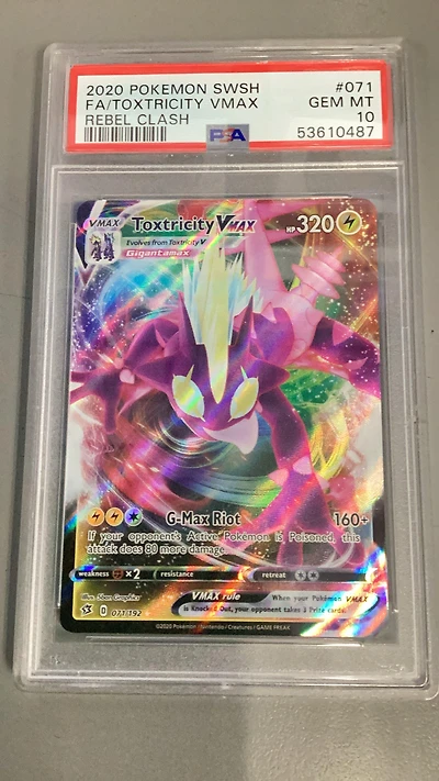 2020 Pokemon Sword & Shield Rebel Clash 071 Full Art/toxtricity Vmax PSA 10