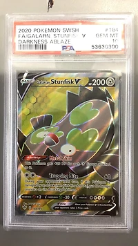 2020 Pokemon Sword & Shield Darkness Ablaze 184 Fa/galarn. Stunfisk V PSA 10