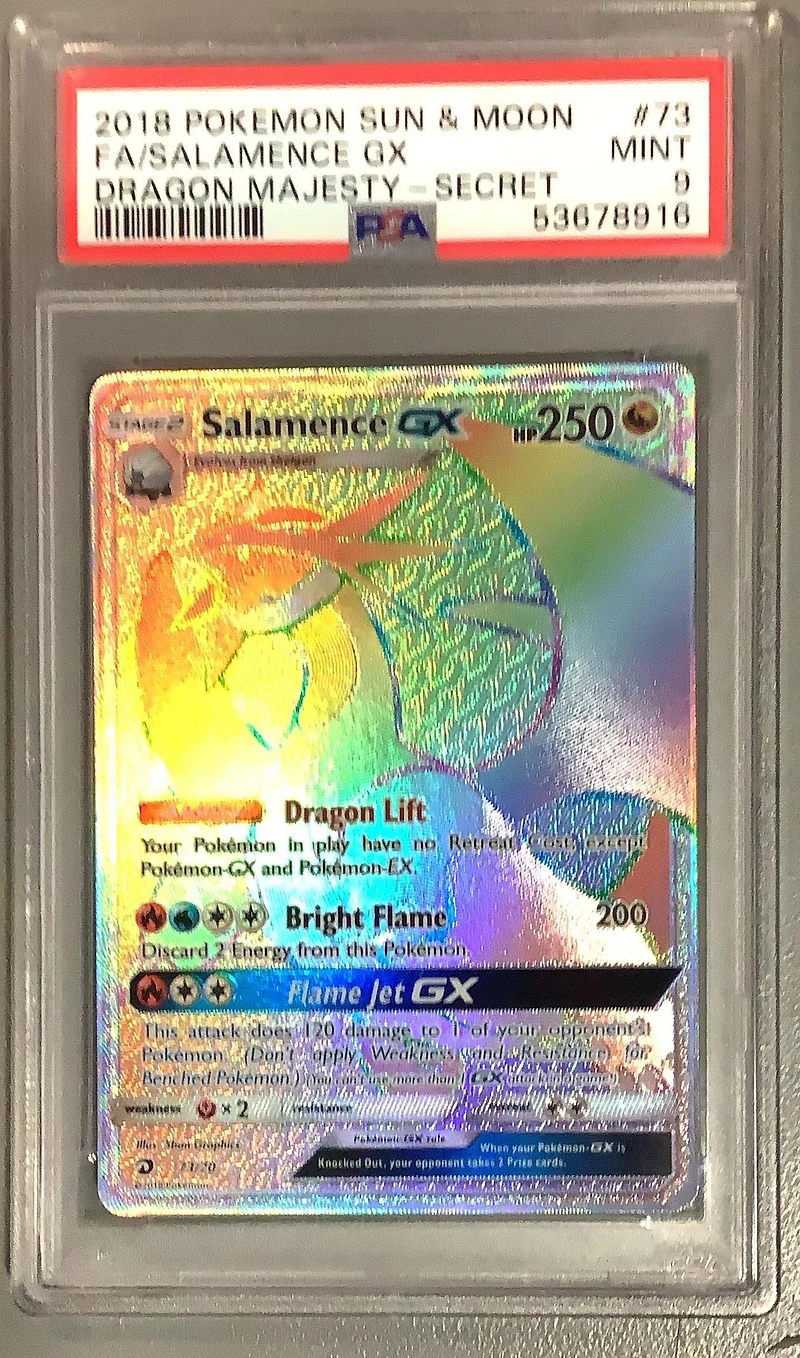 2018 Pokemon Sun & Moon Dragon Majesty 73 Full Art/salamence Gx Secret PSA 9