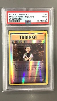 2016 Pokemon Xy Evolutions 74 Brock's Grit-reverse Foil PSA 9