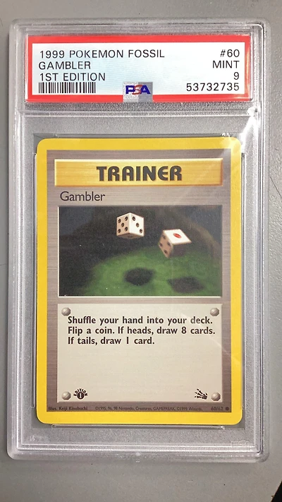 1999 Pokemon Fossil 60 Gambler PSA 9