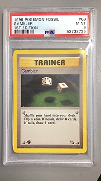 1999 Pokemon Fossil 60 Gambler PSA 9
