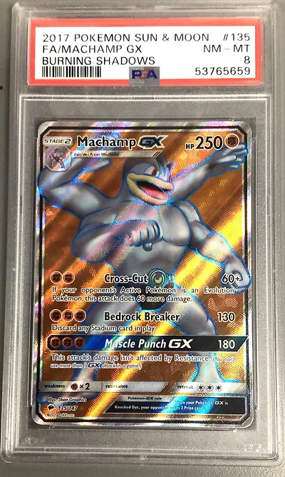 2017 Pokemon Sun & Moon Burning Shadows 135 Full Art/machamp Gx PSA