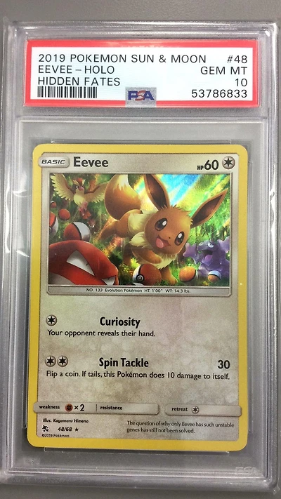 2019 Pokemon Sun & Moon Hidden Fates 48 Eevee PSA 10