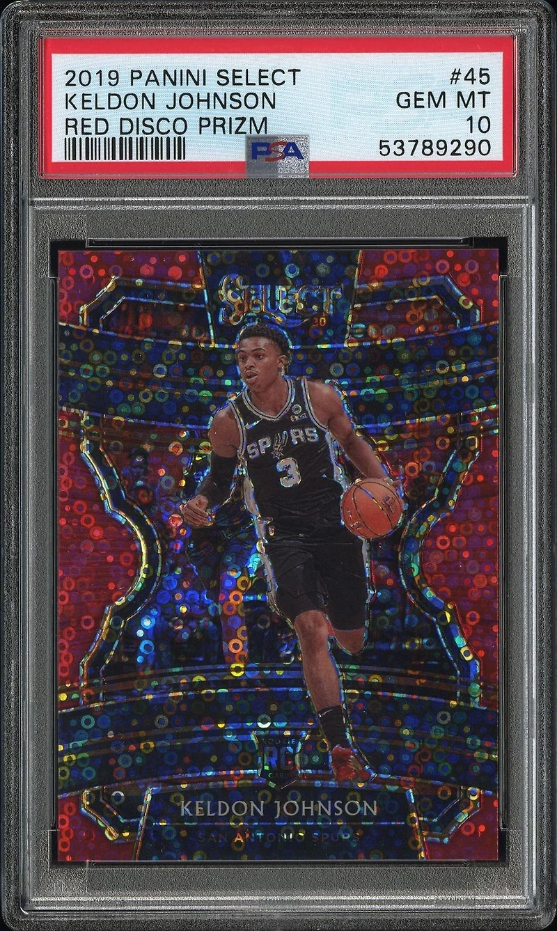 2019 Panini Select 45 Keldon Johnson Red Disco Prizm PSA 10