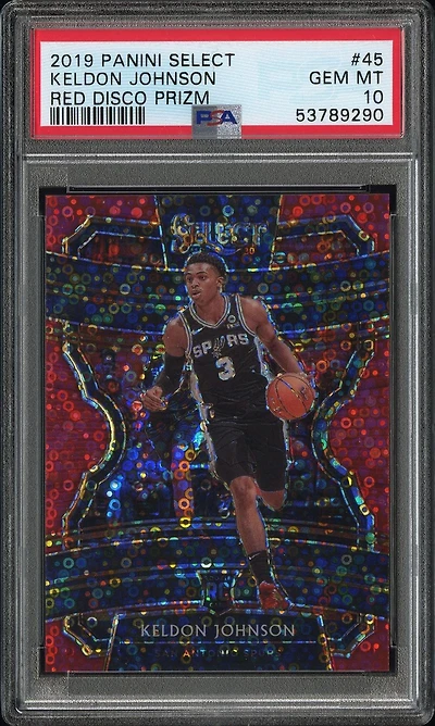 2019 Panini Select 45 Keldon Johnson Red Disco Prizm PSA 10