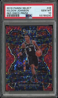 2019 Panini Select 45 Keldon Johnson Red Disco Prizm PSA 10