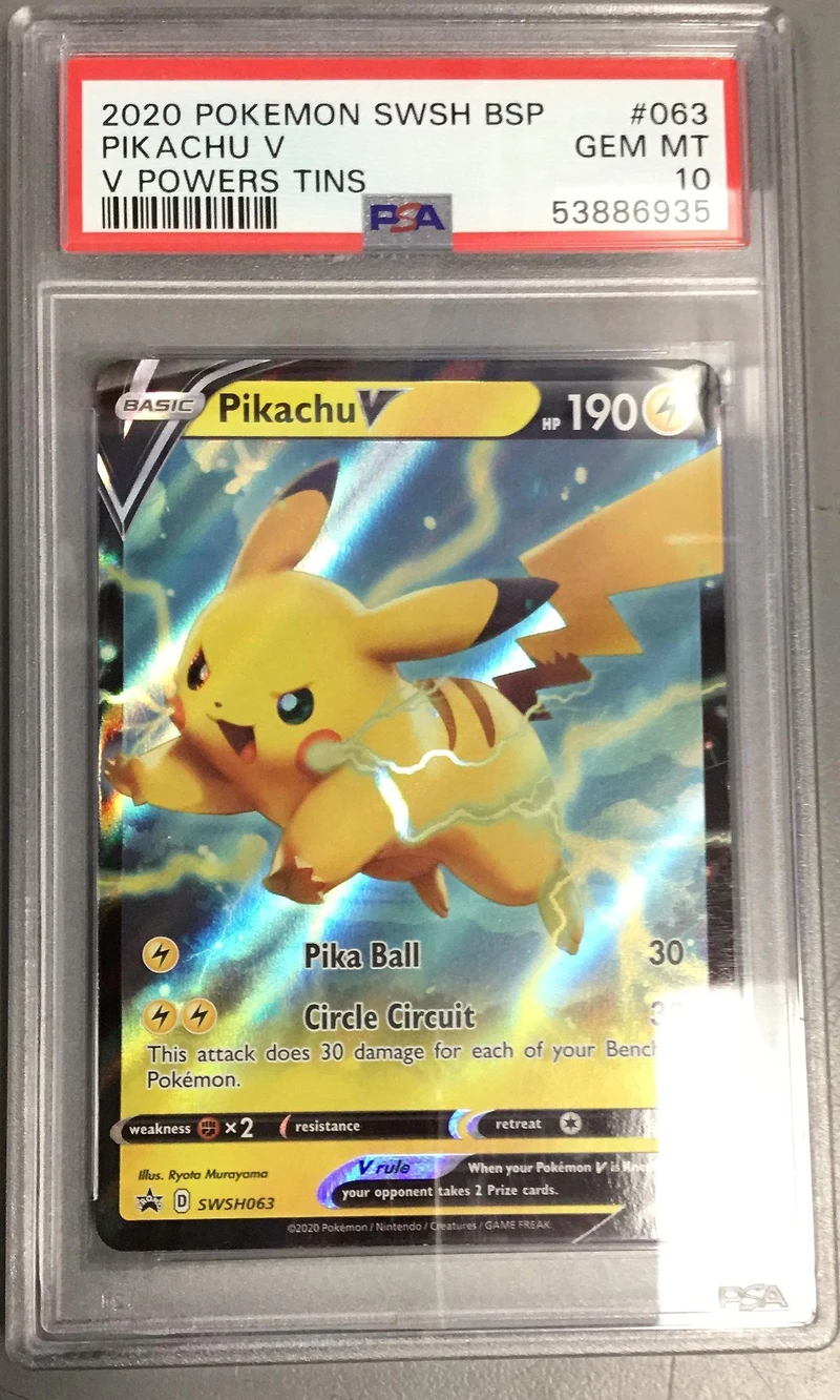 2020 Pokemon Swsh Black Star Promo 063 Pikachu V V Powers Tins PSA