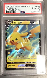 2020 Pokemon Swsh Black Star Promo 063 Pikachu V V Powers Tins PSA
