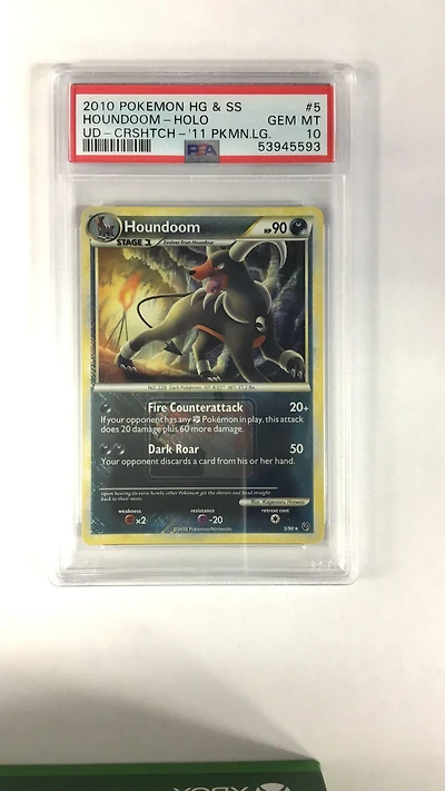 2010 Pokemon Heartgold & Soulsilver Undaunted 5 Houndoom-holo Crosshatch-2011 Pokemon League PSA