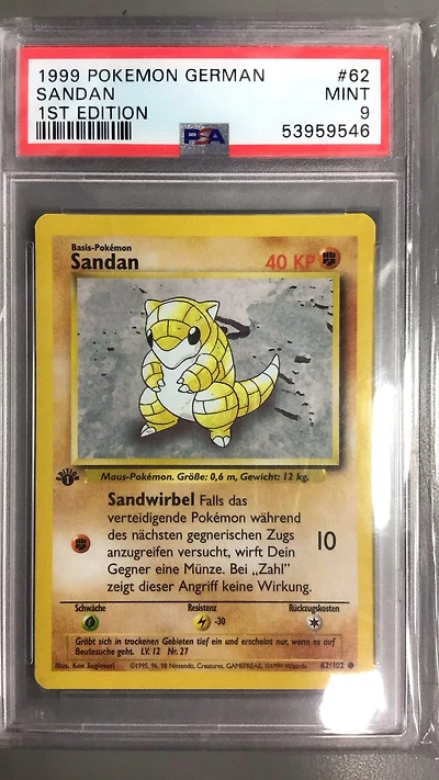 1999 Pokemon German 62 Sandan 1st Edition PSA 9