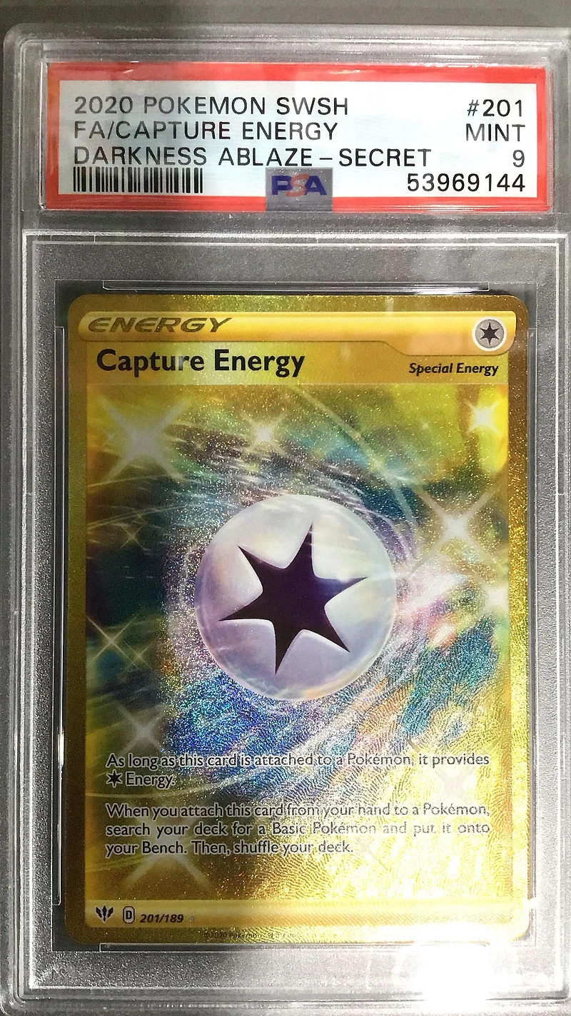 2020 Pokemon Sword & Shield Darkness Ablaze 201 Full Art/capture Energy Secret PSA