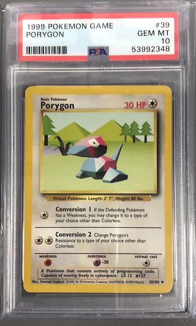 1999 Pokemon Game 39 Porygon PSA