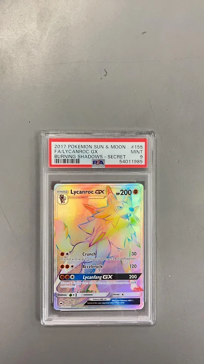 2017 Pokemon Sun & Moon Burning Shadows 155 Full Art/lycanroc Gx Secret PSA 9