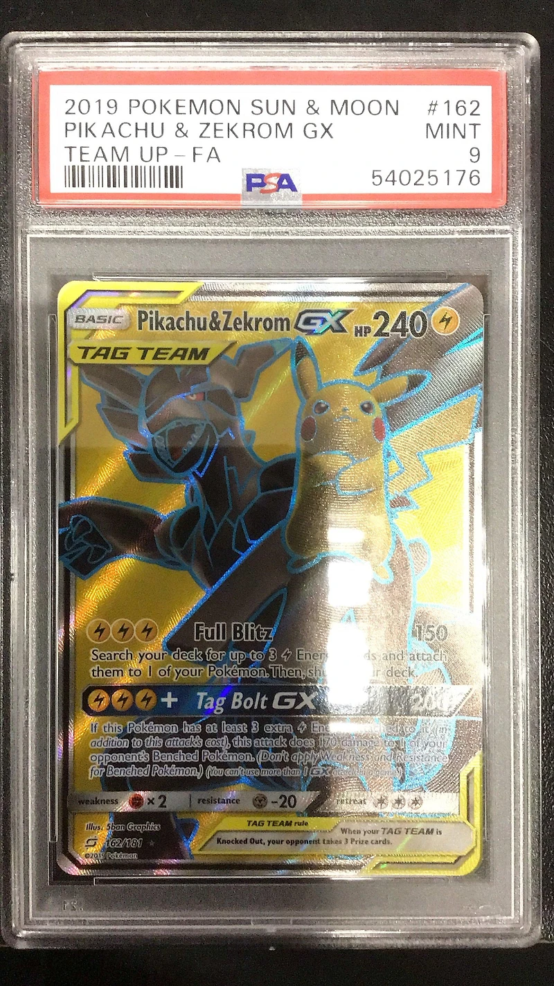 2019 Pokemon Sun & Moon Team Up 162 Full Art/pikachu & Zekrom Gx PSA