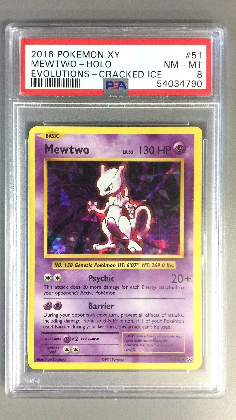 2016 Pokemon Xy Evolutions 51 Mewtwo-holo Cracked Ice PSA