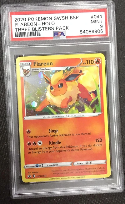 2020 Pokemon Swsh Black Star Promo 041 Flareon-holo Three Blisters Pack PSA 9