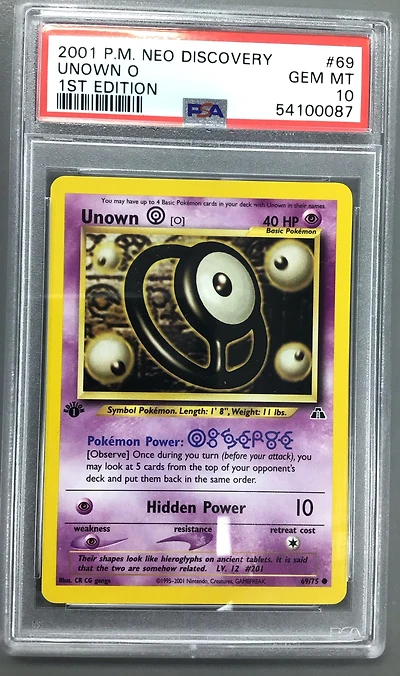 2001 Pokemon Neo Discovery 69 Unown O 1st Edition PSA