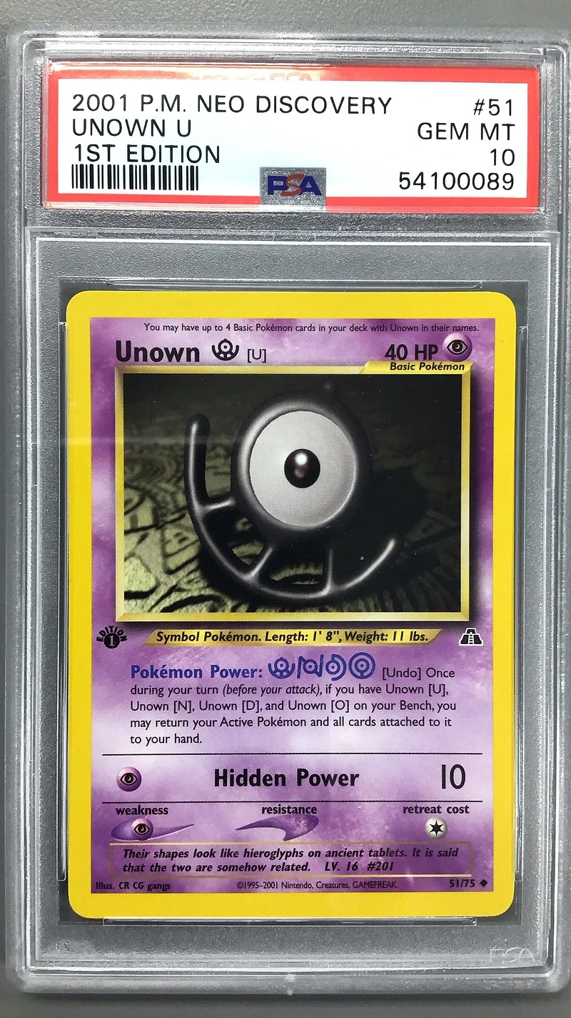 2001 Pokemon Neo Discovery 51 Unown U 1st Edition PSA 10