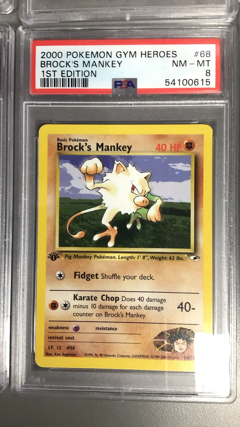 2000 Pokemon Gym Heroes Brock's Mankey 1st Edition PSA