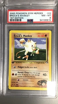 2000 Pokemon Gym Heroes Brock's Mankey 1st Edition PSA