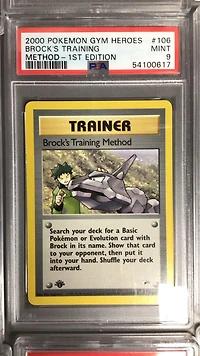 2000 Pokemon Gym Heroes 106 Brock's Training Method 1st Edition PSA 9