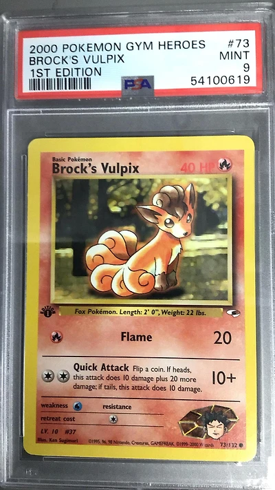 2000 Pokemon Gym Heroes 73 Brock's Vulpix 1st Edition PSA 9
