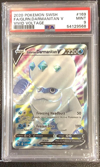 2020 Pokemon Sword & Shield Vivid Voltage 169 Full Art/galarian Darmanitan V PSA 9