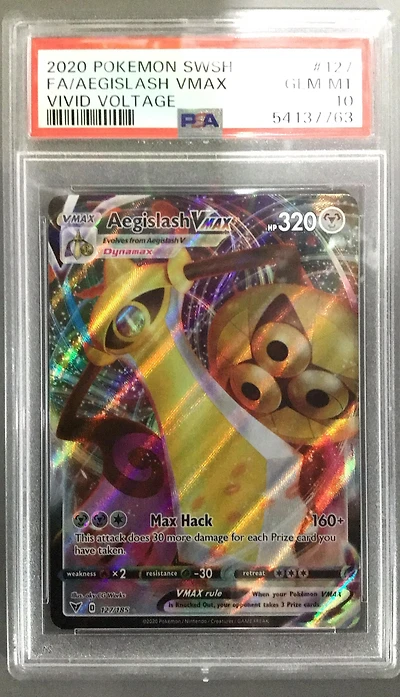 2020 Pokemon Sword & Shield Vivid Voltage 127 Full Art/aegislash Vmax PSA