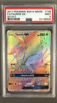 2017 Pokemon Sun & Moon 156 Full Art/tauros Gx Secret PSA