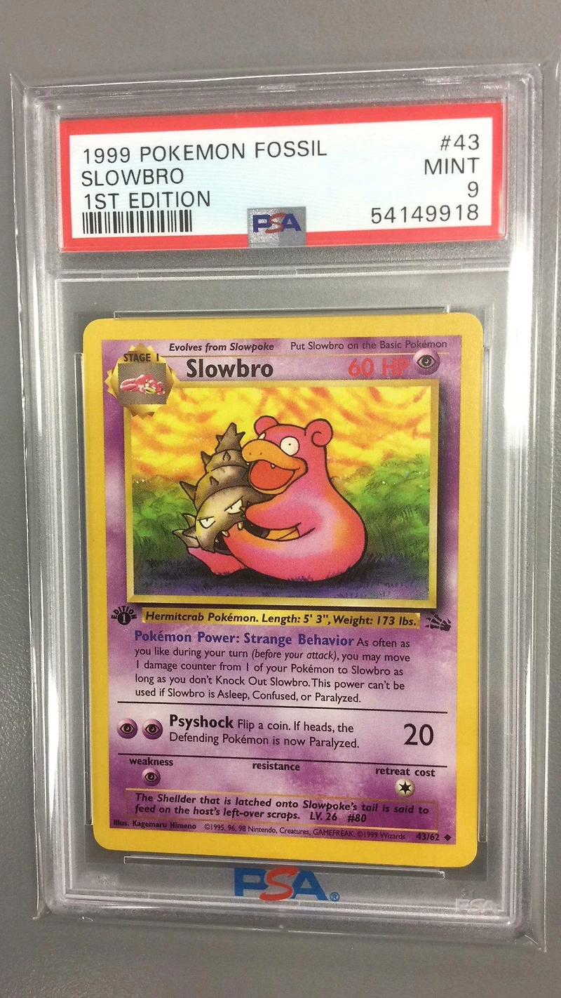 1999 Pokemon Fossil 43 Slowbro 1st Edition PSA 9