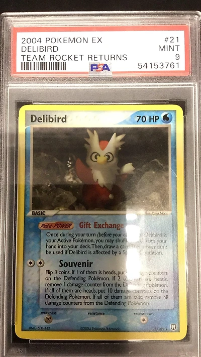 2004 Pokemon Ex Team Rocket Returns 21 Delibird PSA 9