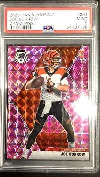 2020 Panini Mosaic 201 Joe Burrow Camo Pink PSA