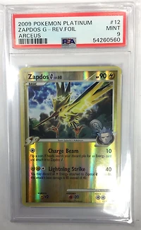 2009 Pokemon Platinum Arceus 12 Zapdos G-reverse Foil PSA 9