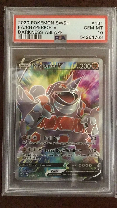 2020 Pokemon Sword & Shield Darkness Ablaze 181 Fa/rhyperior V PSA 10
