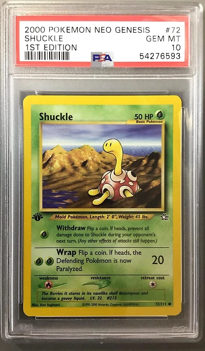 2000 Pokemon Neo Genesis 1st Edition 72 Shuckle PSA