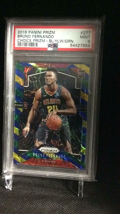 2019 Panini Prizm 277 Bruno Fernando Choice Prizm-blue/yellow/green PSA 9