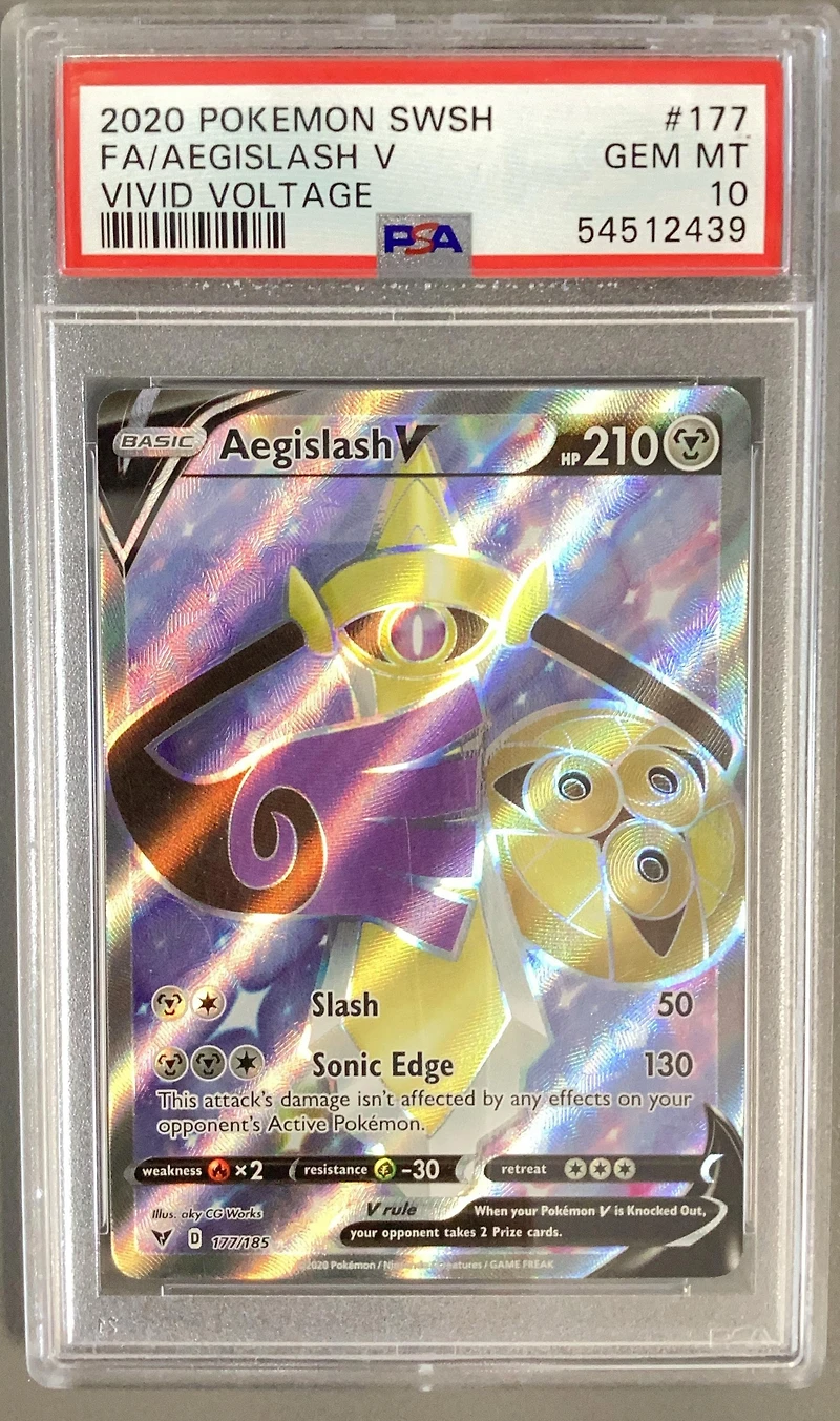2020 Pokemon Sword & Shield Vivid Voltage 177 Full Art/aegislash V PSA 10