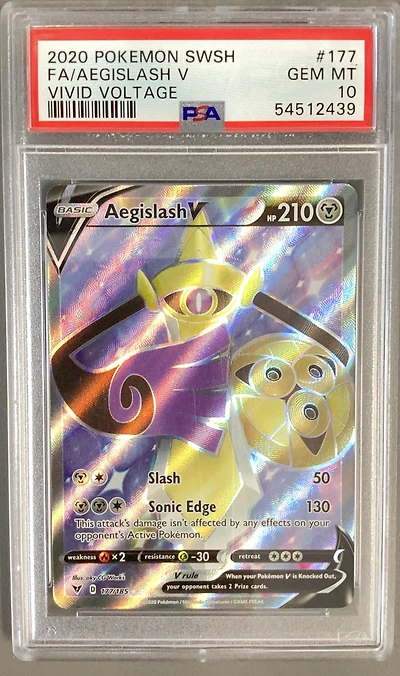 2020 Pokemon Sword & Shield Vivid Voltage 177 Full Art/aegislash V PSA 10