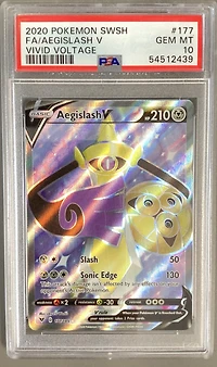 2020 Pokemon Sword & Shield Vivid Voltage 177 Full Art/aegislash V PSA 10