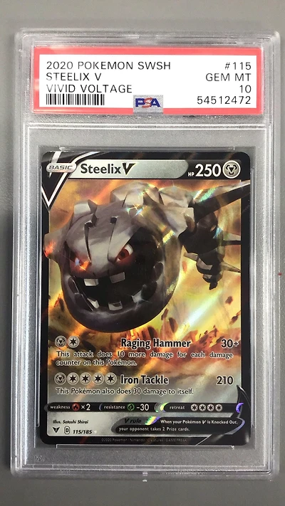 2020 Pokemon Sword & Shield Vivid Voltage 115 Steelix V PSA