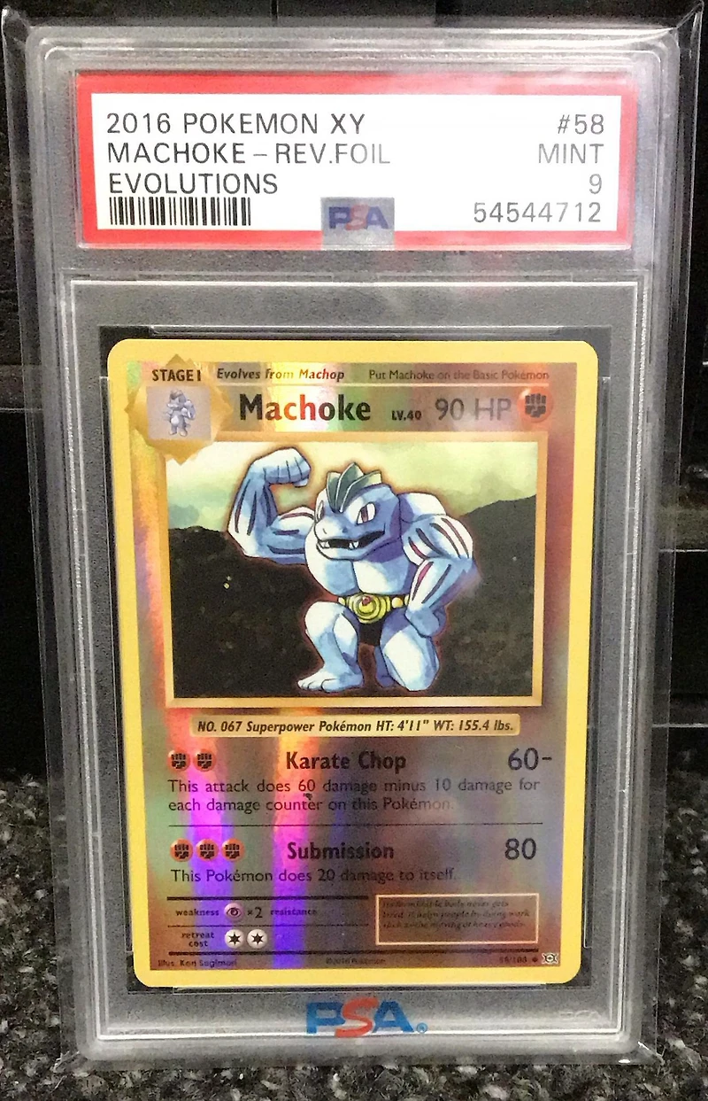 2016 Pokemon Xy Evolutions 58 Machoke-reverse Foil PSA
